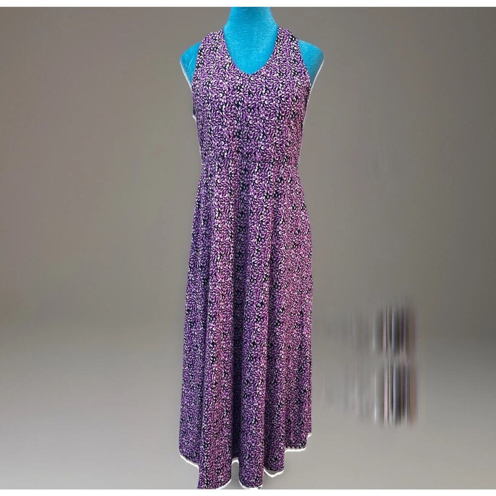 Reel Legends tank midi Dress Women L Stretch tank Plum Beige Black